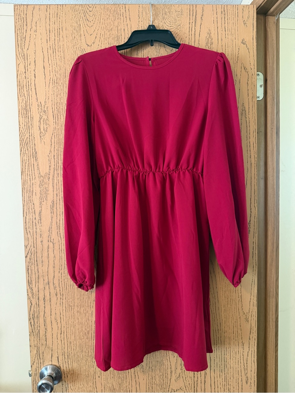 Red Long Sleeve Midi Dress